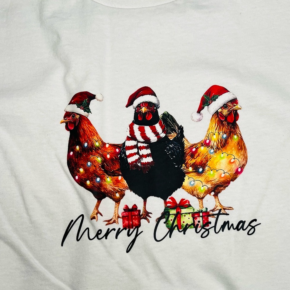 NEW Christmas Chicken Shirt, size XL Womens, holiday, gift, chicken lover